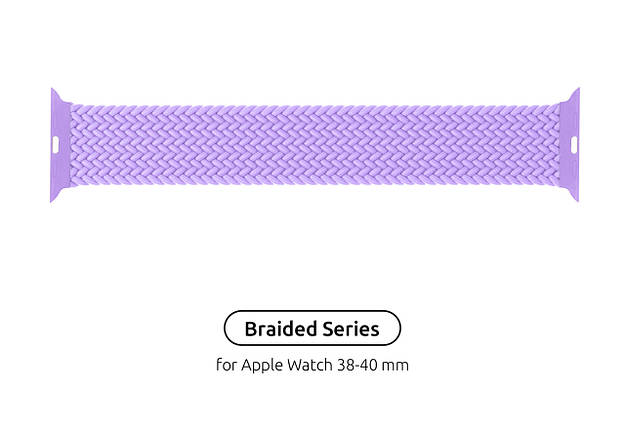 Ремешок Nylon ArmorStandart Braided Solo Loop для Apple Watch 38/40/41mm Lavender Grey Size 2 (120 mm), фото 1