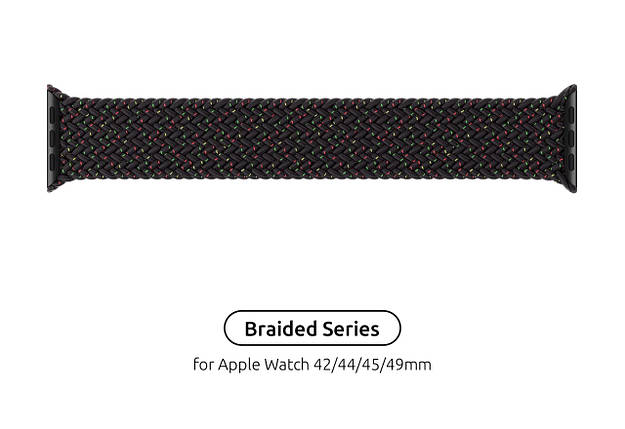 Ремешок Nylon ArmorStandart Braided Solo Loop для Apple Watch 42/44/45/49mm Black Unity Size 10 (172 mm), фото 1