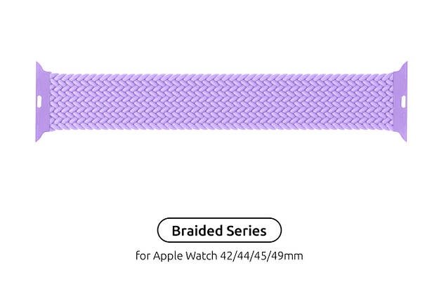Ремешок Nylon ArmorStandart Braided Solo Loop для Apple Watch 42/44/45/49mm Lavender Grey Size 8 (160 mm), фото 1