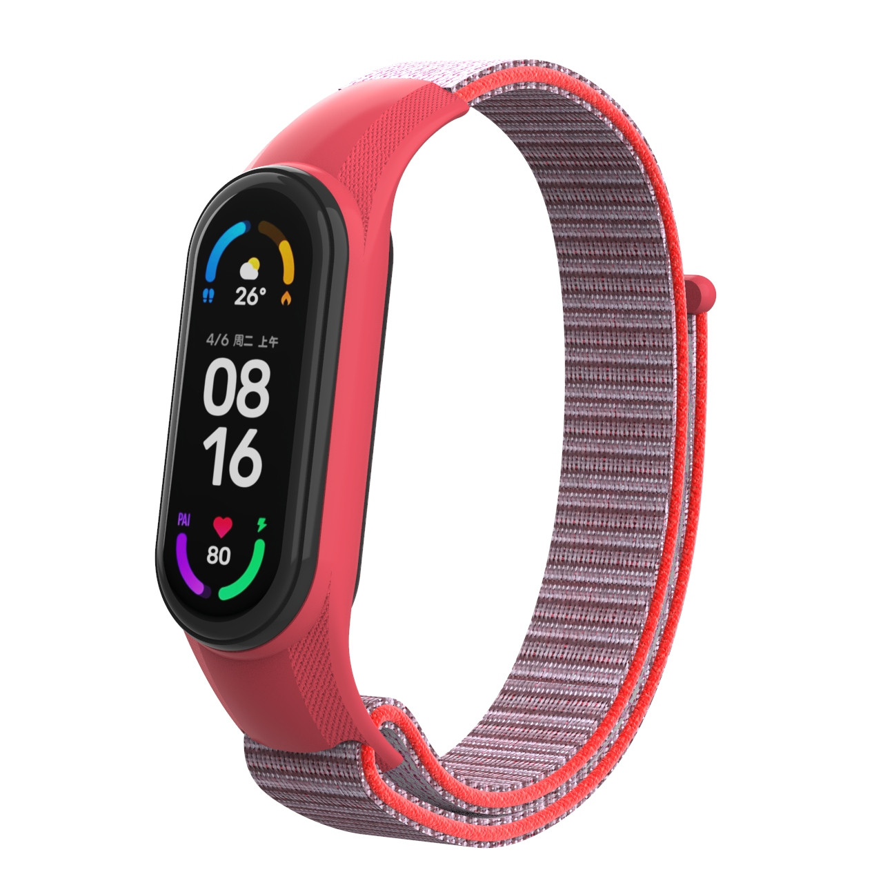 Ремешок Nylon ArmorStandart для Xiaomi Mi Band 7/6/5/4 Grey / Red (ARM67853)