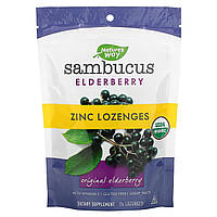 Черная бузина с цинком Nature's Way, Sambucus, Organic Zinc, Lozenges, 24 леденца