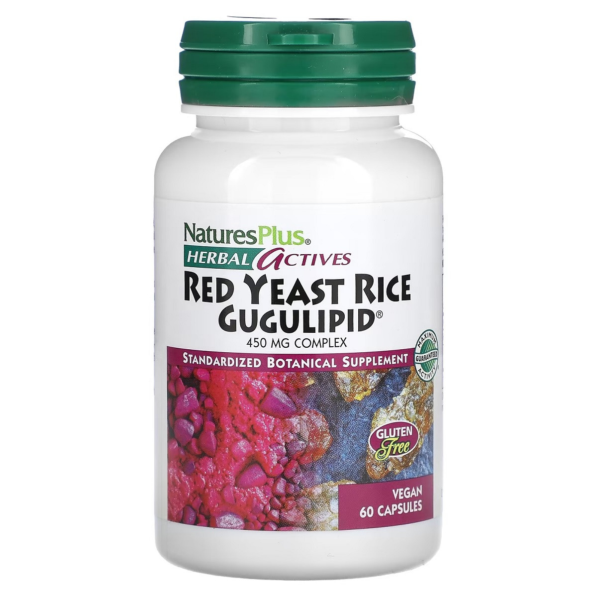 Червоний Дріжджовий Рис + Гуггулстероны, Herbal Actives, Natures Plus, 60 гельових капсул