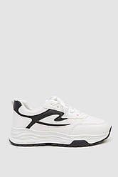 Кросівки жіночі екошкіра, колір біло-чорний, 243R186-138