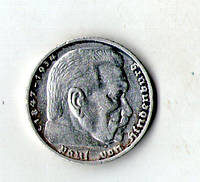 Германия - Третий рейх 5 рейхсмарок, 1936 Гинденбург серебро 13.8 гр. 900 пр. №990