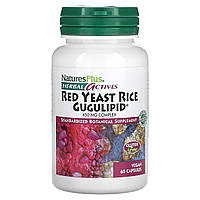 Красный Дрожжевой Рис + Гуггулстероны, Herbal Actives, Natures Plus, 60 вегетарианских капсул