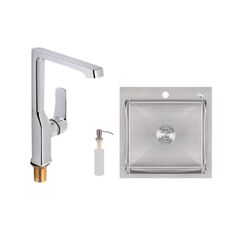 Набір для кухні Vitkov 2 в 1 зі змішувачем (QTVIT9019104FC + LDH5050BRU35375) Chrome, фото 1