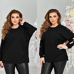 Стильна жіноча блузка туніка з розрізами на рукавах та по боках, батал великі розміри