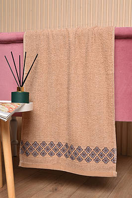 Рушник для обличчя махровий бежевого кольору 173465T Безкоштовна доставка