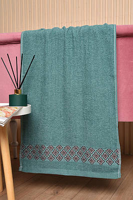 Рушник для обличчя махровий зеленого кольору 173467T Безкоштовна доставка