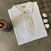 Чоловіче поло біле Lacoste чоловіча брендова футболка з коміром лакосту стильна футболка поло