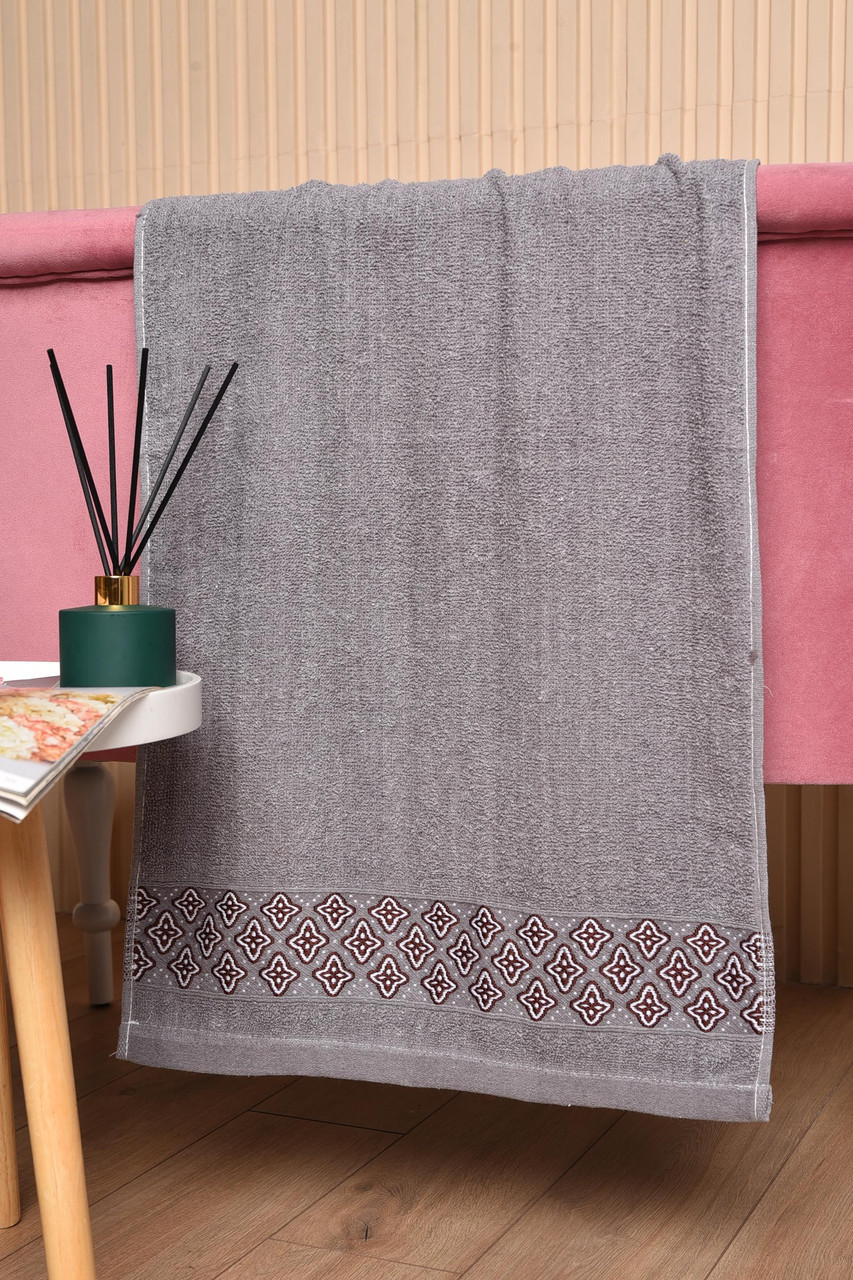 Рушник для обличчя махровий сірого кольору 173456P, фото 1