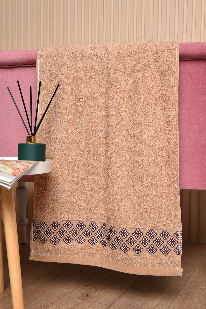 Рушник для обличчя махровий бежевого кольору 173465P, фото 1