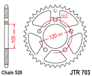 Мотозірка задня JTR703.40 Aprilia Pegaso 650, Aprilia RSV 1000 , Aprilia RS 125, фото 1