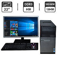 Комплект ПК: Dell OptiPlex 9020 Tower / Intel Core i5-4570 (4 ядра по 3.2 - 3.6 GHz) / 8 GB DDR3 / 120 GB SSD