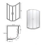 Кабіна асиметрична MODERN 120x90x185 універсальна: скло прозоре, профіль хромований, фото 2