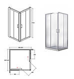 Кабіна квадратна MODERN 90x90x185 універсальна: скло прозоре, профіль хромований, фото 3