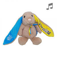 Мягкая игрушка "Зайка Патриот", музыкальный, 30 см (розово-бежевый) от IMDI
