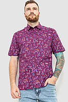 Рубашка мужская с принтом, цвет темно-бордовый, 214R6916