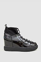 Туфли-сникерсы женские лаковые, цвет черный, 131RA80-1
