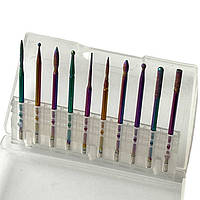 Набір алмазних насадок для фрезера, кольорові (10 шт)