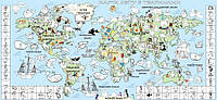 Обои-раскраски Детская карта мира цветная 60*130 см C-130002 p