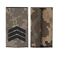Погон сержант военный / армейский шеврон ВСУ, черный цвет на пиксели. 10 см * 5 см. Муфта. Код/Артикул 81