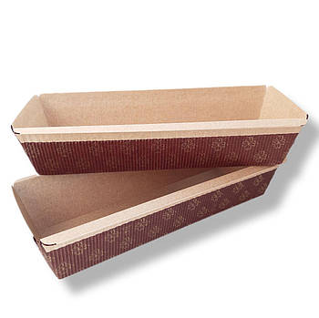 Форми паперові прямокутні для рулетів, кексів 225*80*48 мм