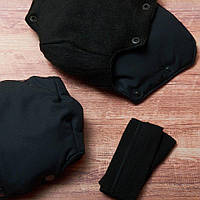 Муфта перчатки раздельные, на коляску / санки, с карманом, универсальная, для рук, (черный матовый)