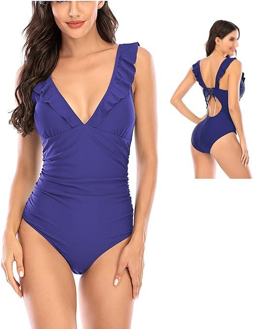 Купальник монокіні з воланами фіолетового кольору