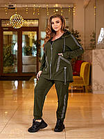 Весняний спортивний костюм жіночий хакі батальний VM/-383