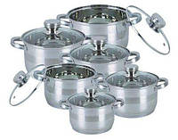 Набор кухонной посуды из нержавеющей стали 12 предметов Bohmann BH-1275-N o
