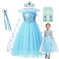 Платье Эльзы 3 7 8 9 лет длинное голубое Frozen Фрозен