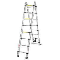 Драбина телескопічна побутова алюм. 2.5+2.5м (8+8 ступ.)