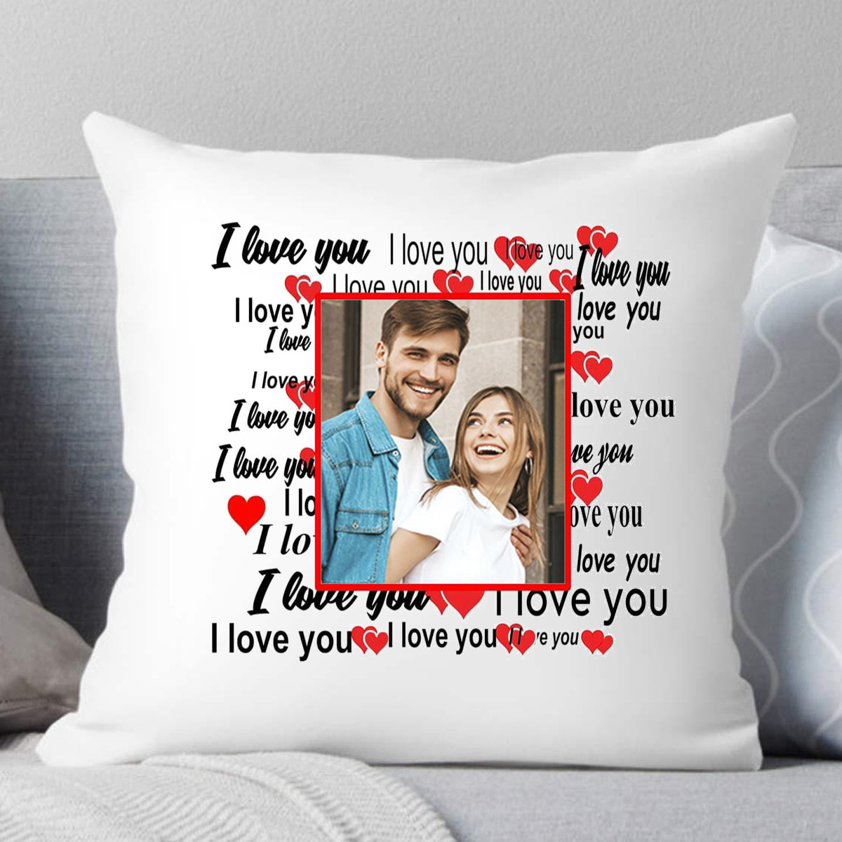 Подушка на Днь Святого Валентина с фотографией " love you....". Подарок на 14 февраля, фото 1