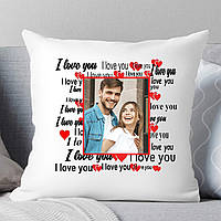 Подушка на Днь Святого Валентина с фотографией " love you....". Подарок на 14 февраля
