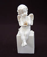 Фігурка декоративна Lefard Ангел на кубі 390-118 18 см біла o