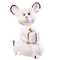 Фигурка декоративная Lefard Мышка с подарком 149-409 8 см белая o