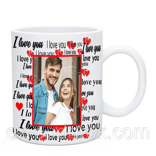 Чашка с днем Влюбленных с фото " love you....".
