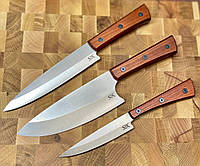 Набір кухонних ножів ручної роботи із 3 штук, ножі фултанги, зі сталі 1.4116, відмінний подарунок дружині