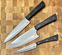 Набір ножів  кухонних ручної роботи із 3 штук, ножі фултанги, зі сталі 1.4116, відмінний подарунок дружині