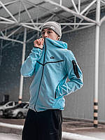 Трендовая мужская кофта Nike Tech Fleece голубого цвета