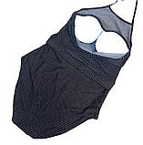 Жіночий купальник суцільний чорний злитий з прозорими вставками в горошок L, фото 3