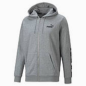 Толстовка чоловіча Puma Essentials+ Tape Full-Zip 670270 03 (сіра, бавовна, стандартний крій, спортивна, пума)