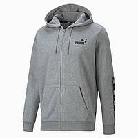 Толстовка чоловіча Puma Essentials+ Tape Full-Zip 670270 03 (сіра, бавовна, стандартний крій, спортивна, пума)