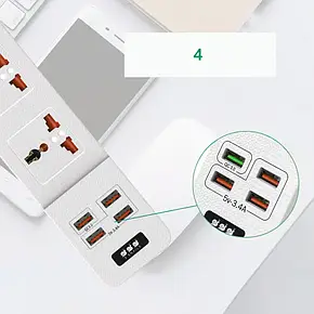 Мережевий фільтр-подовжувач RMX на 2 вилки 4 USB BKL-02, Мережевий фільтр BKL-02, Подовжувач з USB, фото 2