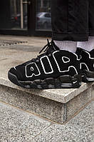 Женские кроссовки Nike Air Max Uptempo Black/white высокие (черные) с надписью AIR сезон весна-лето Y11288