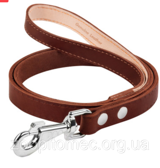 Повідець одинарний CoLLaR з прошивкою 122 см x 14 мм шкіра коричневий
