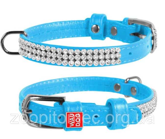 Нашийник Collar GLAMOUR зі стразами 9 мм довжина 19-25 см блакитний, фото 1