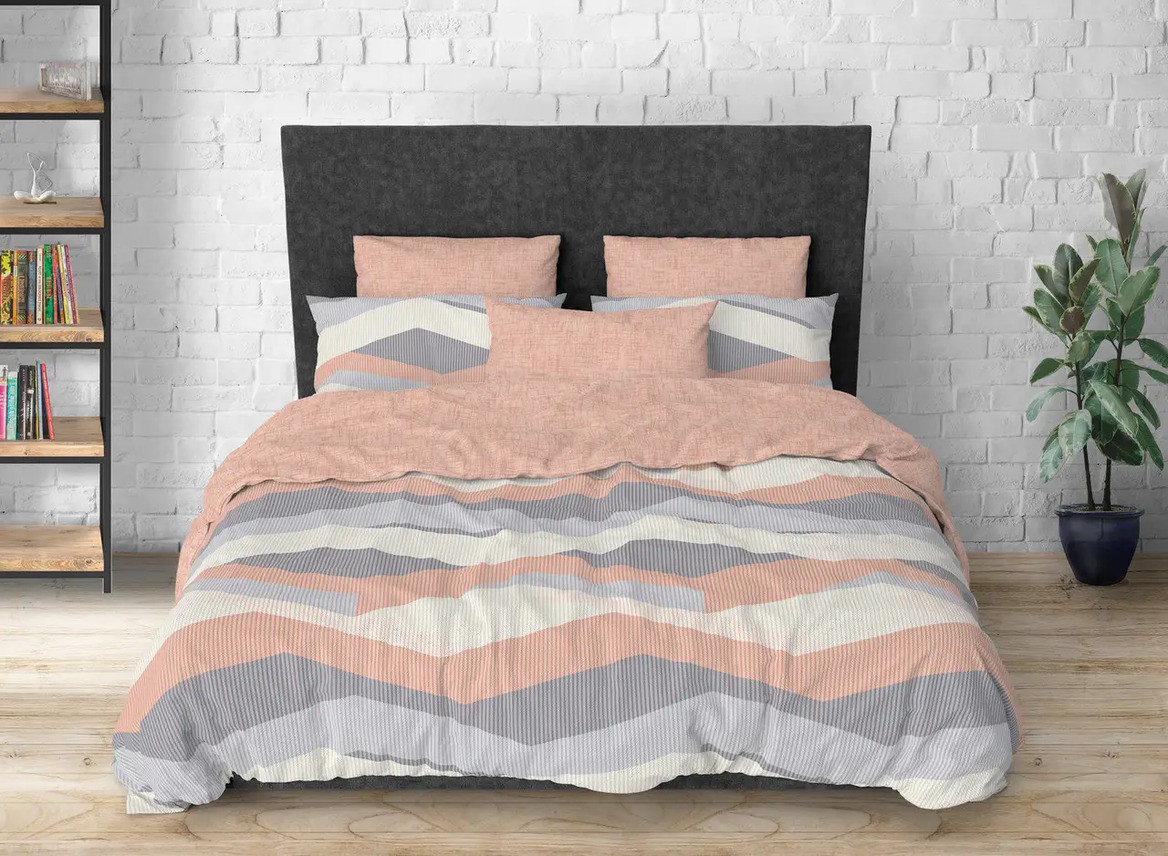 Сімейний комплект постільної білизни Ранфорс на блискавці (22149) Постільне з двома підодіяльниками, фото 1