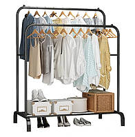 Подвійна стійка – вішалка для одягу Double floor Hanger з полицею для взуття, 145х96х46 см